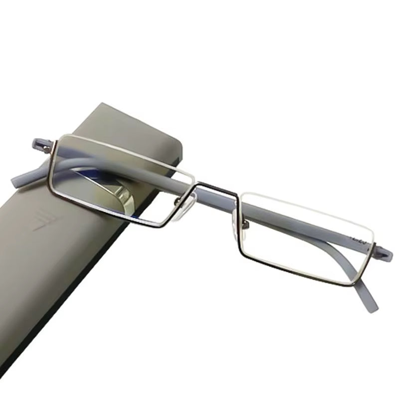 Metal Anti-Blue Light Reading Glasses Men Half Frame Prescription Eyeglasses Male TR90 Eyewear with Case Óculos +1.75